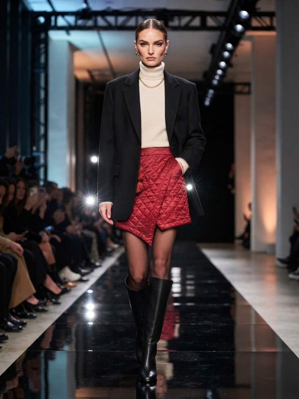House Of Holland Quilted 100% Silk Skirt